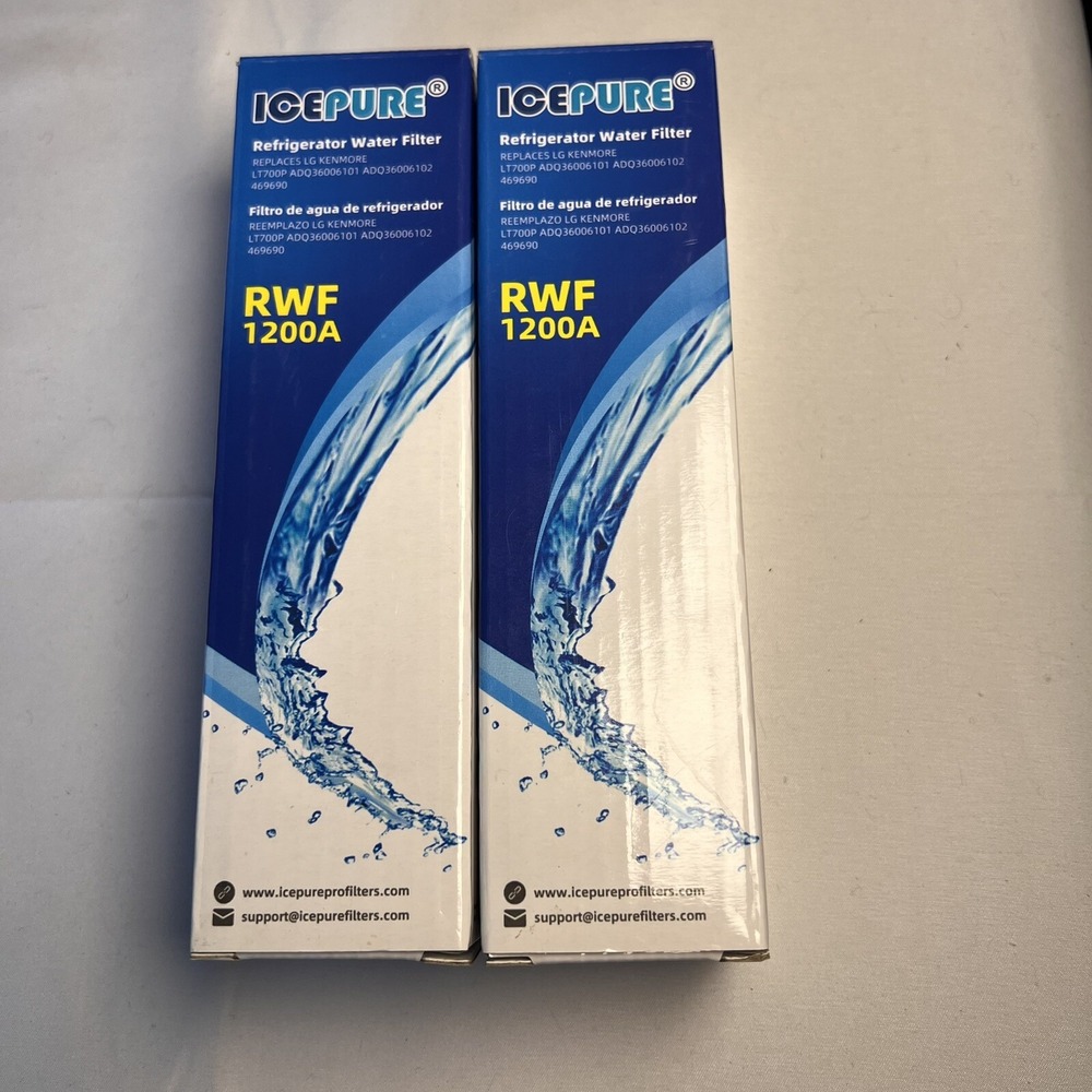 ICEPURE RWF1200A Refrigerator Water Filter 2 Pack LG Kenmore LT700P‎ ADQ36006101